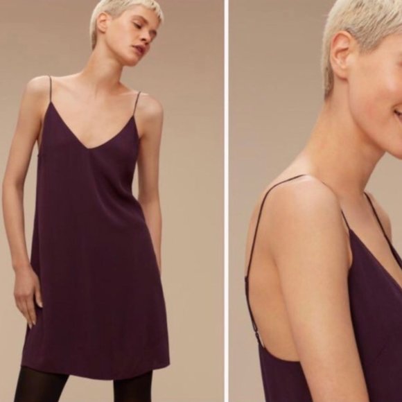 Aritzia Wilfred Free Vivienne Slip Dress Burgundy Size XS - Picture 1 of 9